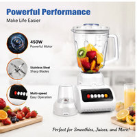Robot culinaire multifonction transfrontalier 2-en-1 pour la maison, mixeur, moulin, extracteur de jus électrique haute vitesse 5 vitesses 1,5 L double