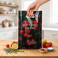 50 sacs en plastique pour cadeaux de fête à thème rose, sacs en plastique pour friandises rose foncé avec poignées pour collations, bonbons, sacs cadeaux pour mariages et fêtes
