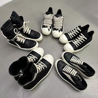 En stock – Chaussures décontractées de luxe Owens en cuir à semelle épaisse, basses, noires, à lacets, pour hommes et femmes, de haute qualité