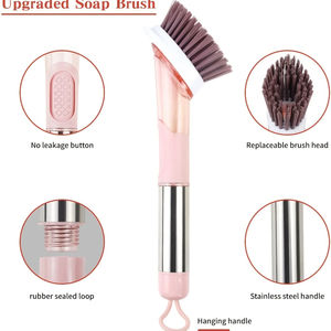 Juego de cepillos para platos dispensadores de jabón de fácil limpieza, cabezal duradero, soporte práctico, perfecto para fregaderos, ollas, sartenes y platos - Product Image 3