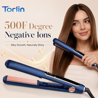 Lisseur de cheveux Torlin électrique à LED, revêtement céramique à base d'eau, plaques larges en titane, 500F, ions négatifs