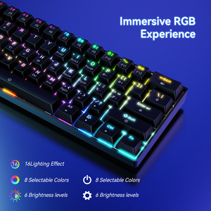 <span class=keywords><strong>Clavier</strong></span> de jeu mécanique sans fil mini rechargeable à 61 touches avec rétroéclairage RVB, interrupteurs marron, tri-mode BT5.0/2.4G/USB-C - Product Image 6