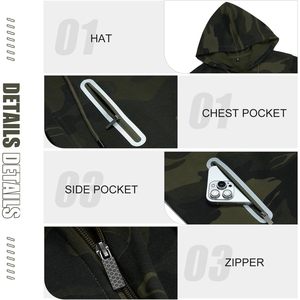 <b>Men's</b> Camouflage Zip Up Hoodie Fleece <b>Sweatshirt</b> With Pocket Regular Fit Casual Wear - Product Image 5
