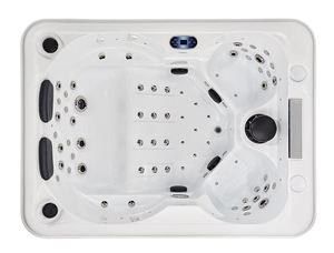 Bester Quadratischer Whirlpool für 4 Personen mit Zwei Liegen, Überlauf, Perfekter Ozon-Hydrotherapie, Pop-up-Fernseher für Zuhause, Rechteckiges Outdoor-Spa - Product Image 5