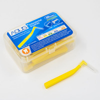 Brosse interdentaire en forme de L pour le nettoyage des micro-dents, noyau en acier durable, plusieurs tailles, emballage personnalisé avec logo imprimé pour les soins bucco-dentaires et les appareils dentaires