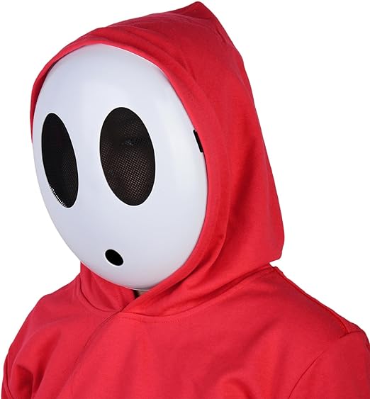 Masque Shy Guy pour Halloween Cosplay Costume Full Face Masque Blanc Jeu Cosplay Costume Props Accessoires pour la Fête