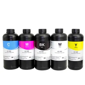 UV 평판 롤 프린터 C + W + 바니시 전화 케이스용 LED UV 잉크, 유리, 실린더 병 엡손 L8051390 XP600 용 소프트 하드 UV 잉크