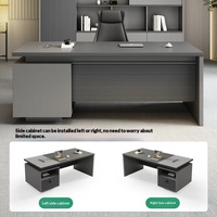 Table de bureau de direction de luxe, bureau moderne minimaliste de petite taille avec bibliothèque, mobilier haut de gamme pour dirigeant, superviseur, gestionnaire
