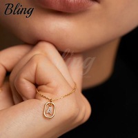 BLING 2024 Perhiasan Grosir Kalung Zirkon Liontin 26 Huruf A-Z Charm Perak 925 Lapis Emas 18K Perhiasan untuk Wanita