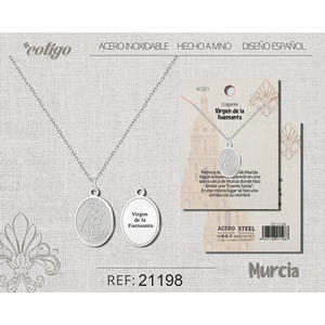 Ciondolo in Acciaio Argentato della Vergine di Fuensanta, Marca Cotigo, Origine Cina, Elegante Collezione di Charm Raffinati - Product Image 1