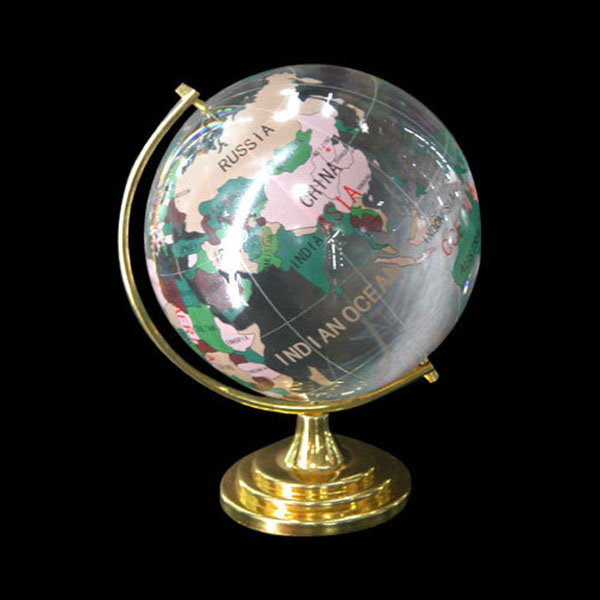 ゴールドシルバーブラススタンドクリスタル回転地球と海洋紙重量