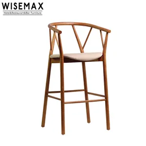 Großhandel barhocker hohe arme-Hochwertige Arme Kissen Massivholz modernen Barhocker Stuhl Hochstuhl für Steht isch