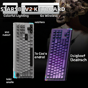 Weikav-Kit de teclado mecánico inalámbrico RGB Stars80v2, tres modos intercambiables en caliente, aleación de aluminio, QMK personalizado/VIA, escritorio en inglés - Product Image 2