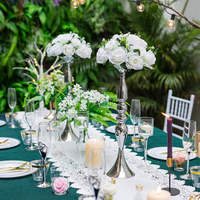 NOUVEAU Support de fleurs en métal doré/argenté de haute qualité, style vintage, pour centre de table de mariage, décoration de table, vase pour anniversaire et événements festifs