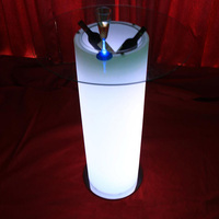 Table de bar LED avec dessus en verre, avec seau à glace/pot de fleurs