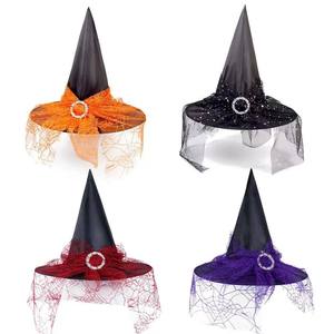 Wowei Halloween divertido fantasma araña Web bruja sombrero murciélago mascarada vestir sombrero mágico para accesorios de disfraces - Product Image 1