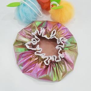 Doble capa abajo chaqueta tela impermeable cuidado del cabello gorro de ducha sombrero de mujer - Product Image 5