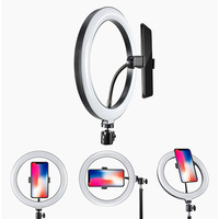 Lampe annulaire LED de 10 pouces avec trépied et support de téléphone pour diffusion en direct, maquillage, vidéo YouTube et photographie