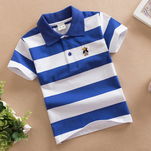 เสื้อโปโลเด็กชายลายทาง ดีไซน์ใหม่ สำหรับเด็กอายุ 2-14 ปี เสื้อผ้าบูติกเด็ก 100% ผ้าฝ้าย - Product Image 4