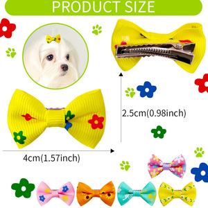 Lindos Lazos para el <span class=keywords><strong>Pelo</strong></span> de Perros Pequeños, Accesorios para el <span class=keywords><strong>Pelo</strong></span> de Mascotas, Lazos de Cinta Estampada Colorida, Lazos para el Cuidado de Cachorros y Gatitos, Suministros para Mascotas al por Mayor - Product Image 2