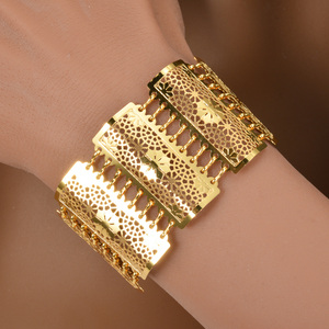 Zeadear SY-H435 Accessoires Bijoux Bracelet Fleur Géométrique en Cuivre Plaqué Or 18 carats pour Femmes Ethniques du Moyen-Orient - Product Image 2