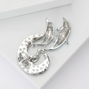 Broche de Golfinho Saltando, Pin de Animal Marinho, Acessório para Casaco, Lindo Pin de Lapela Esmaltado com Strass, Golfinho Azul - Product Image 3