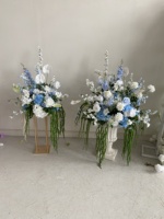 Décoration florale de style jardin en soie durable au design luxueux, fleurs artificielles pour centre de table de mariage, blanc et bleu