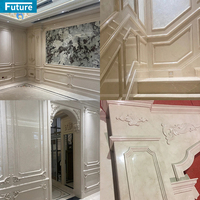 Dalles de marbre beige sur mesure, forme et taille personnalisées, pour la décoration murale de la maison, de la villa, du salon, projet de décoration de hall d'hôtel, escalier