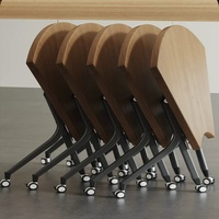 Table de conférence ronde en bois massif de style minimaliste, mobile, modulaire, pliable, pour négociations, formations et réunions, pour bureau