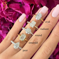 Bague de mariage solitaire en or 10K/14K/18K avec diamant de laboratoire taille Radiant de 1 à 5 carats, 4 griffes, certifié IGI, couleur D-G