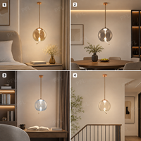 Lampe suspendue moderne de designer avec abat-jour en verre globe couleur cognac, LED 5W, cordon en corde, pour salle à manger, chambre, escalier, intérieur
