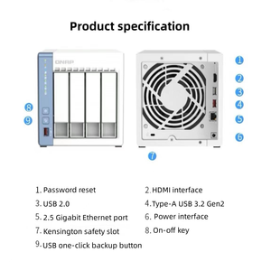 Serveur de stockage NAS QNAP TS-462C 4 baies haute performance avec interface réseau, Wi-Fi, PCIe Express, stockage Cloud, interface USB et 2.5GbE, 4 Go de RAM - Product Image 2