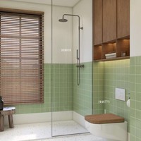 Carreaux muraux de salle de bain en céramique de style français, série Brique Faite à la Main Vert Foncé Dopamine, résistants à l'usure, avec carreaux de balcon 400x800