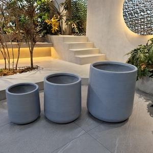 نورديك مبتكر أسمنت زارع شرفة فناء أواني زهور أرضية كبيرة مزخرفة مزارعون أصص زهور من الحجر الليفي - Product Image 6