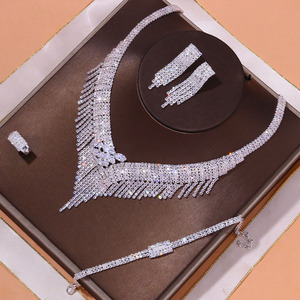 Conjunto de joyería de lujo para mujer, collar, pendientes, anillos, pulsera, compromiso, boda, fiesta nupcial - Product Image 2