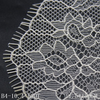 Dentelle Chantilly française rose clair de 11 cm, bordure florale festonnée, ruban en maille douce pour lingerie et robe de mariée