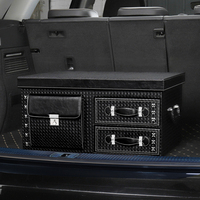 Organisateur de coffre de voiture en cuir de qualité supérieure, grande capacité, multi-compartiments, boîte de rangement pour voiture, organisateur de voiture pour berline, SUV, MPV
