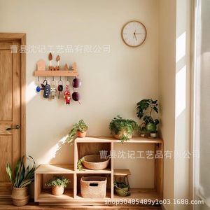 Wooden <b>Wall</b> Mounted Key Rack With Hooks For Entryway Living Room Bedroom <b>Storage</b> Organizer My Castle Design - Product Image 2