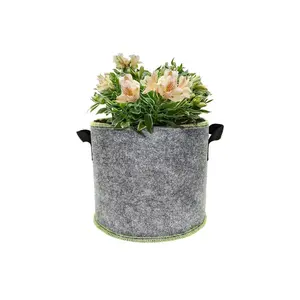 毛毡花园透气织物盆种植袋，带手柄，用于树木农场花园植物种植容器袋