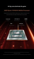 Ordinateur portable de jeu AMD R9000P R9-8945HX 16 Go 1 To SSD 16 pouces 2,5K 240 Hz Clavier anglais 16 cœurs pour LEGION