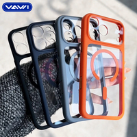 Étui de téléphone portable transparent antichoc en PC haute transparence VAWI B493 pour iPhone 16 17 Pro Max Plus, coque magnétique transparente