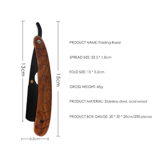 Đường cong gỗ chuyên nghiệp xử lý cắt tóc cạo râu thẳng dao cạo người đàn ông nhện mô hình Salon mặt sạch gấp dao cạo bán buôn - Product Image 6