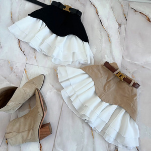 กระโปรงยาวคลุมเข่าเอวสูงชิคๆสไตล์สตรีทแฟชั่นใหม่แนวสตรีทแต่งด้วยเลื่อมมีจีบระบายระบายระบายระบายอากาศได้ดีสำหรับฤดูใบไม้ร่วง2025 - Product Image 3