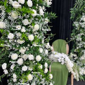 Promise Flores y plantas para la decoración Arco de flores artificiales blanco y verde Decoración de bodas al aire libre - Product Image 3