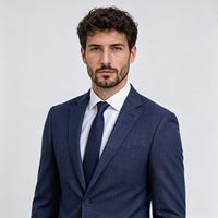 Costume 2 pièces pour homme, bleu marine à carreaux, en laine peignée respirante, style italien, veste et pantalon, pour mariage ou affaires, sur mesure