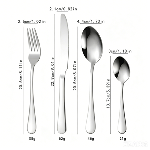 Juego de Cubiertos de Acero Inoxidable con Acabado Espejo de Lujo para Hotel, Boda, Restaurante, Juego de Cubiertos Plateados Modernos para Regalo - Product Image 6