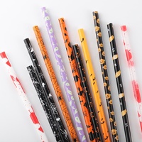 Nouvelles pailles à boire en plastique réutilisables, imprimées et personnalisables, écologiques, pour accessoires de bar d'Halloween et décorations d'Halloween