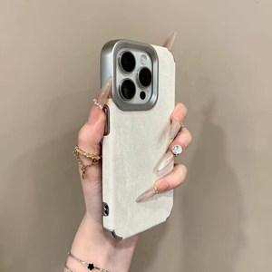 Coque de téléphone rétro en jean texturé de haute qualité pour iPhone 16 Pro Max, compatible avec iPhone 15 Pro, cadre électroplaqué pour iPhone 14, 13 Pro, 12 - Product Image 2