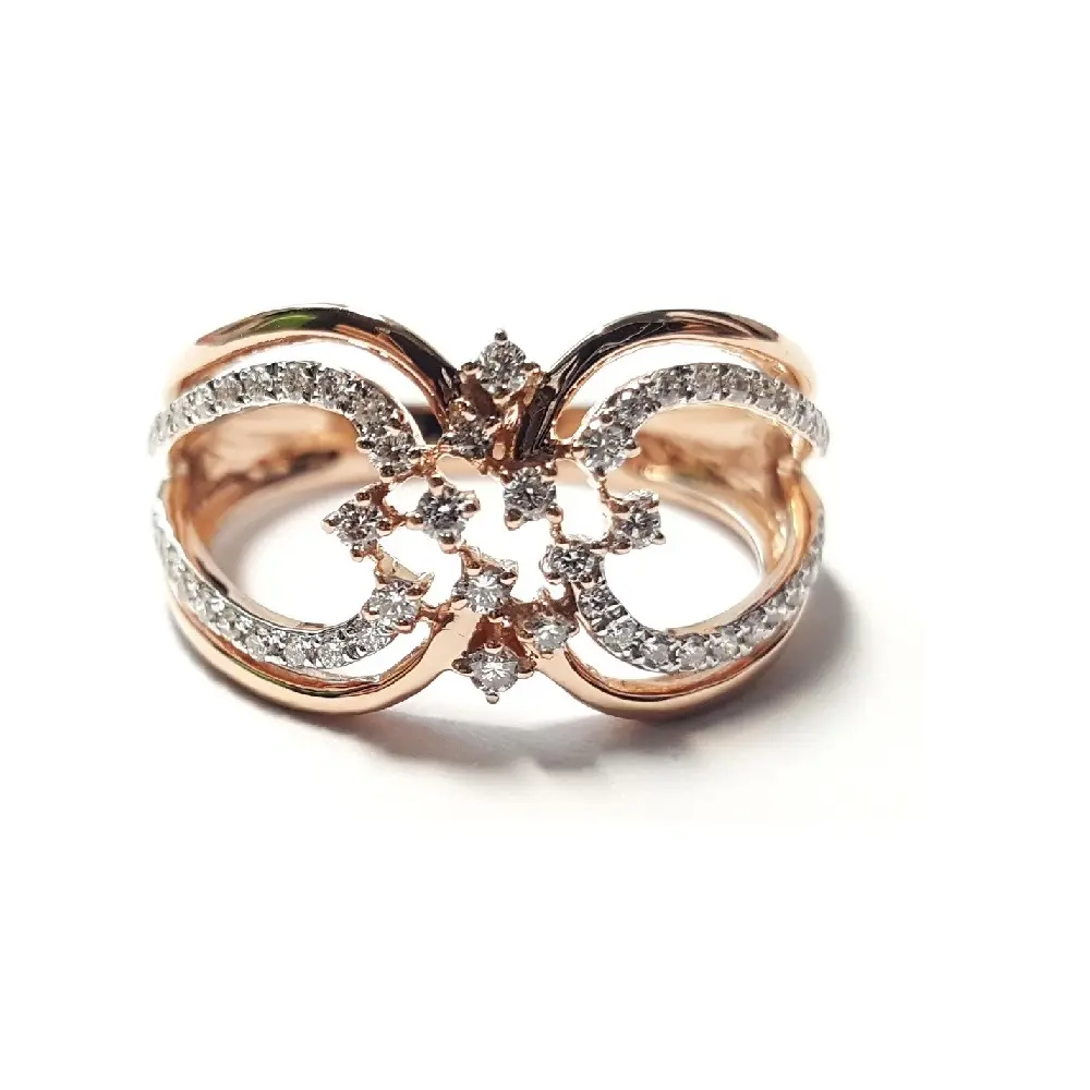 Gioielli all'ingrosso giorno del ringraziamento grazioso anello alla moda in oro rosa 18 carati con diamanti veri e grandi anelli per fedi nuziali per le donne
