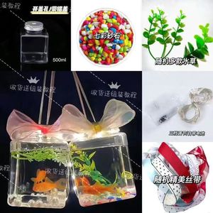 Pecera Cuadrada Luminosa de 500ml con Luz LED y Decoraciones para Puesto de Mercado Nocturno - Product Image 1